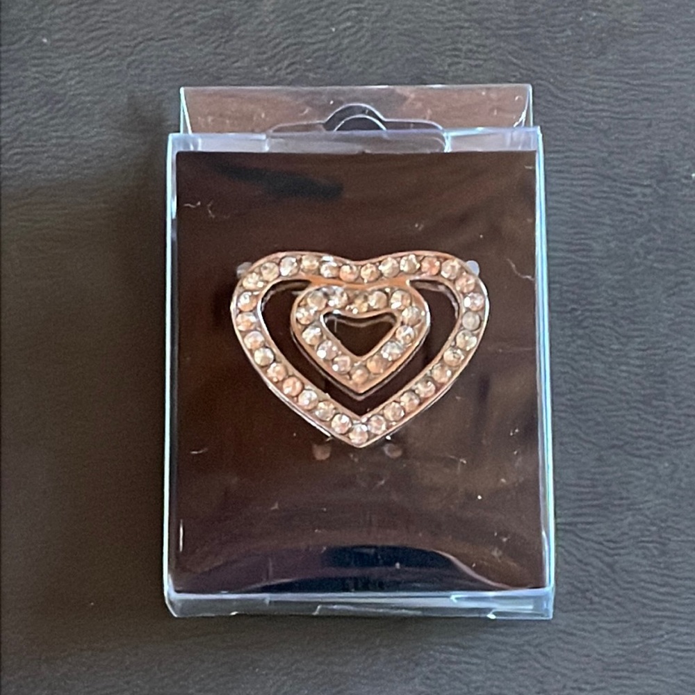 Vintage DOUBLE HEART RHINESTONE BUCKLE